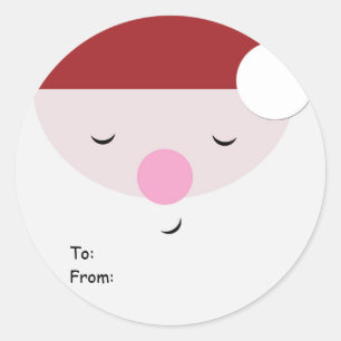 Sleeping Santa Christmas Tag, To:From: Classic Round Sticker