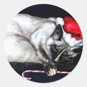 Sleeping Santa Claws Classic Round Sticker