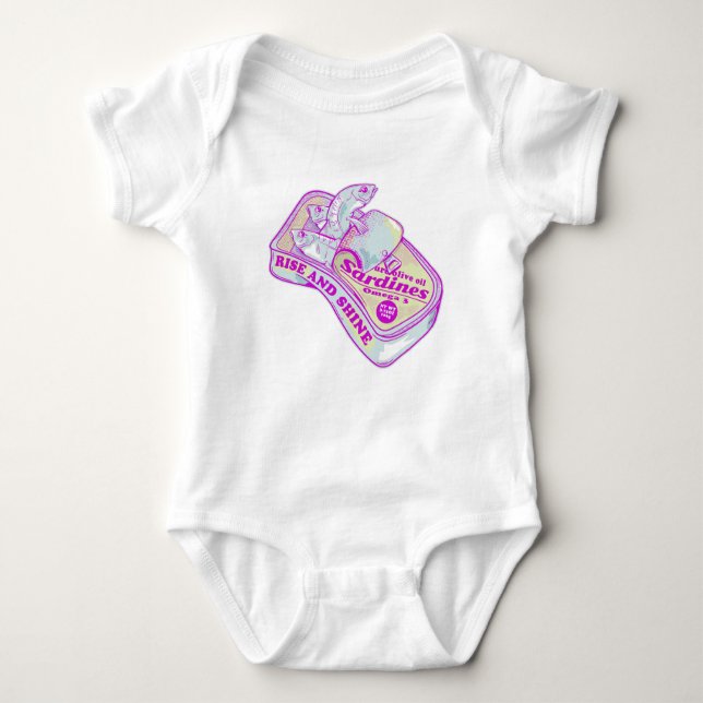 SLEEPING SARDINES rISE AND SHINE Baby Bodysuit (Front)