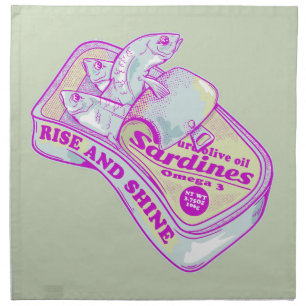 SLEEPING SARDINES rISE AND SHINE Cloth Napkin
