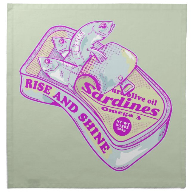 SLEEPING SARDINES rISE AND SHINE Cloth Napkin (Front)