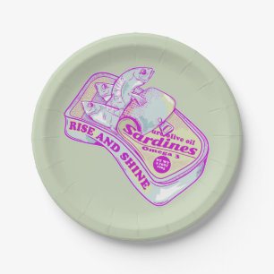 SLEEPING SARDINES rISE AND SHINE Paper Plates
