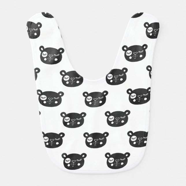 Sleeping Scandi Tiled Bears |  Baby Bib (Front)
