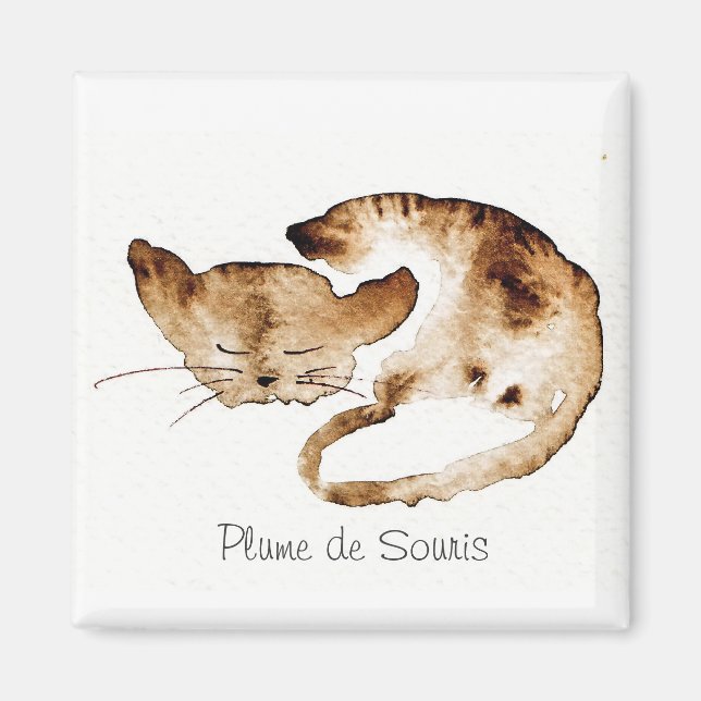 Sleeping sepia watercolor magnet (Front)