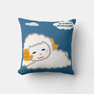 "Sleeping Sheep on Cobalt Blue" Throw Pillow