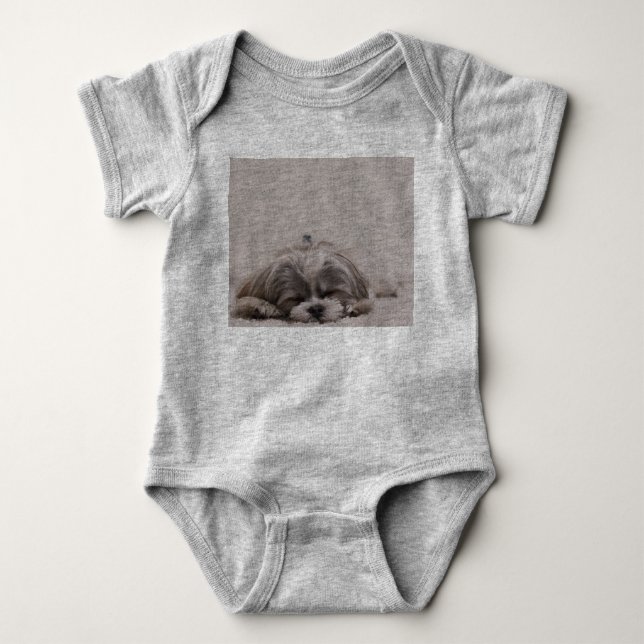 Sleeping Shih tzu Baby Bodysuit, Sleeping Dog Baby Bodysuit (Front)