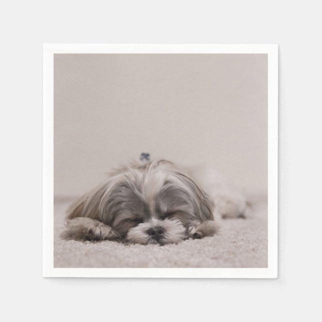 Sleeping Shih tzu Cocktail Napkins, Sleeping Dog Napkins (Front)