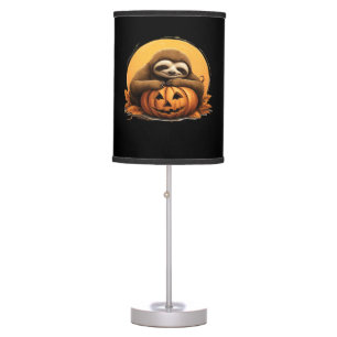 Sleeping Sloth and Halloween Pumpkin Classic T-Shi Table Lamp