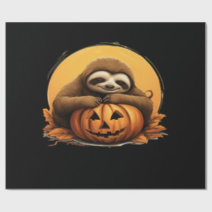 Sleeping Sloth and Halloween Pumpkin Classic T-Shi Wrapping Paper