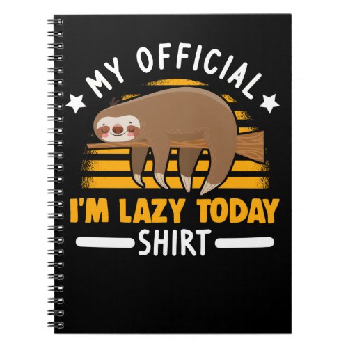 Sleeping Sloth Animal Official Lazy Today Notebook