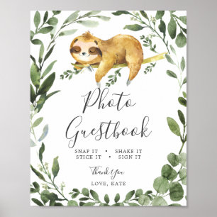 Sleeping Sloth Baby Shower Photo Guestbook Sign