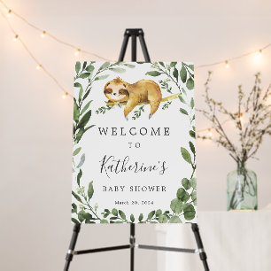 Sleeping Sloth Baby Shower Welcome Sign Foam Board