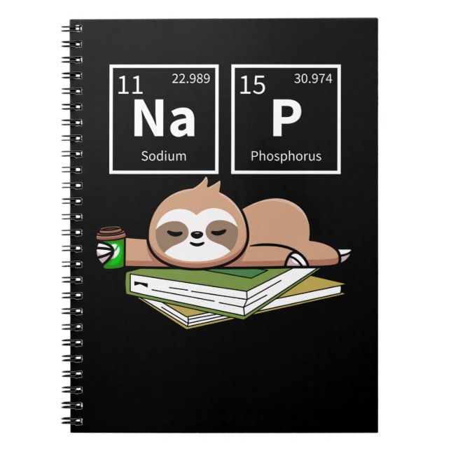 Sleeping Sloth Coffee Nap Chemistry Lazy Animal Notebook (Front)