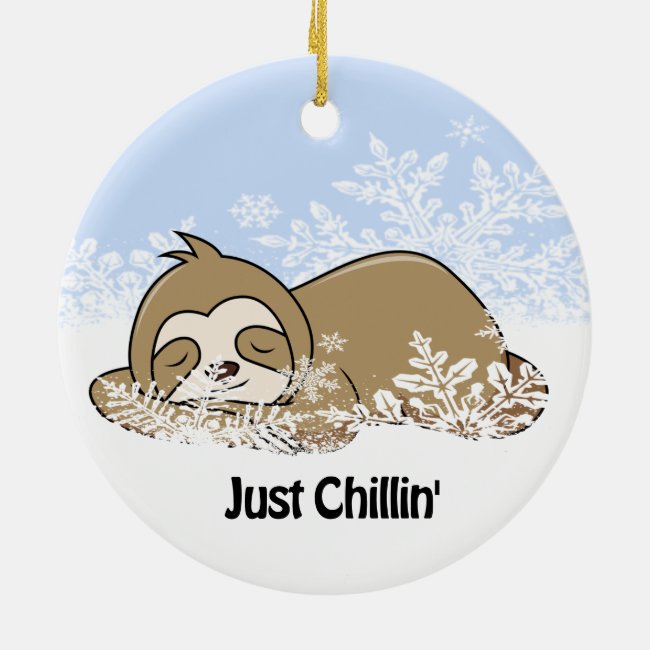 Sleeping Sloth Design Ceramic Ornament