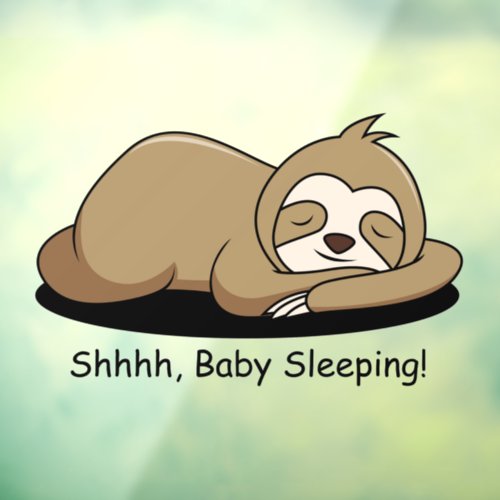 Sleeping Sloth Design Window Cling