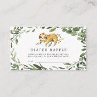 Sleeping Sloth Diaper Raffle Baby Shower Card