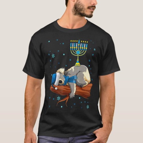 Sleeping Sloth Menorah Hanukkah Chanukah Animal Je T-Shirt