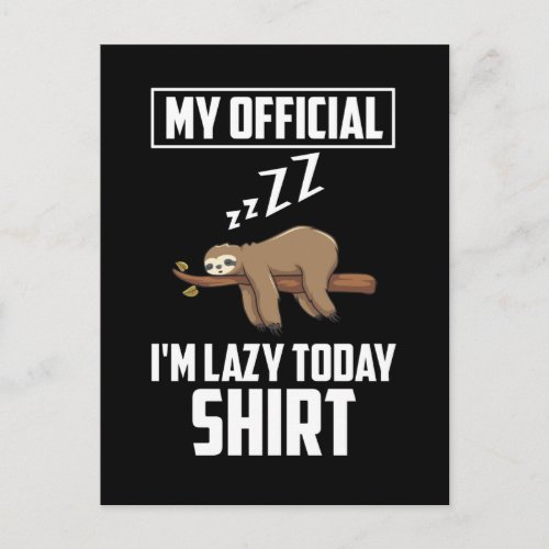 Sleeping Sloth Relaxing Animal Official Lazy Today Postcard