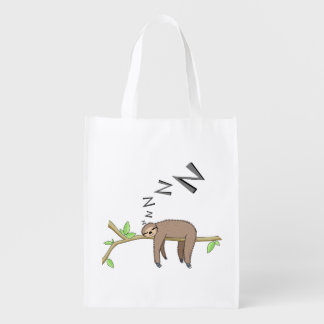 Sleeping sloth reusable grocery bag