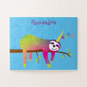 Sleeping Slothicorn Kids Personalized Jigsaw Puzzle