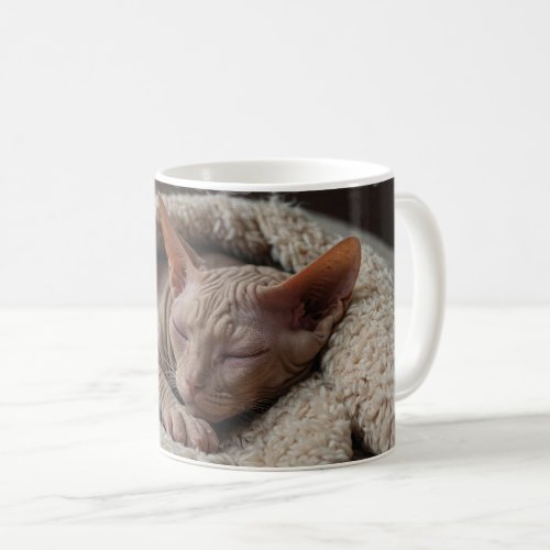 Sleeping Sphinx Cat in a Blanket Coffee Mug