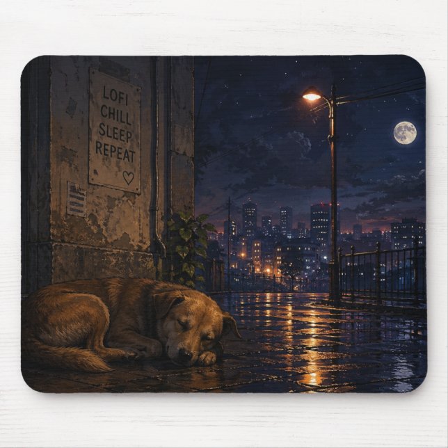 sleeping street dog mouse pad (Front)