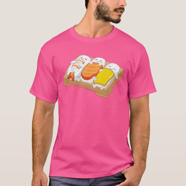 Sleeping Sushi Gift Love Sushi Rolls Japanese Food T-Shirt (Front)