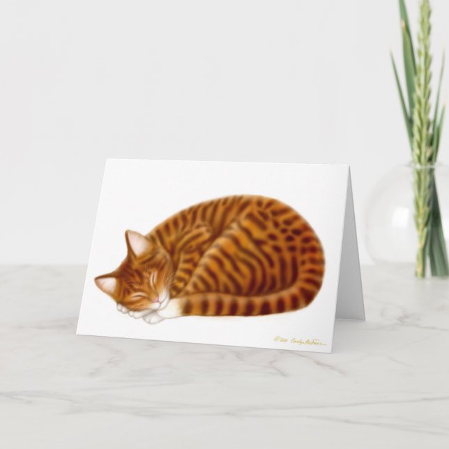Sleeping Tabby Cat Card (Front)