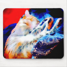Sleeping Tabby Cat Colorful Mousepad