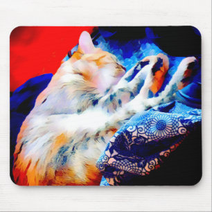 Sleeping Tabby Cat Colorful Mousepad