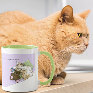 Sleeping Tabby Cat Comfort Cute Cozy Lavender Mug