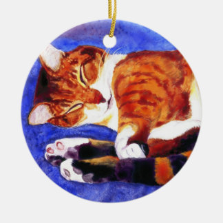 Sleeping Tabby Cat Ornament - "Tigger"