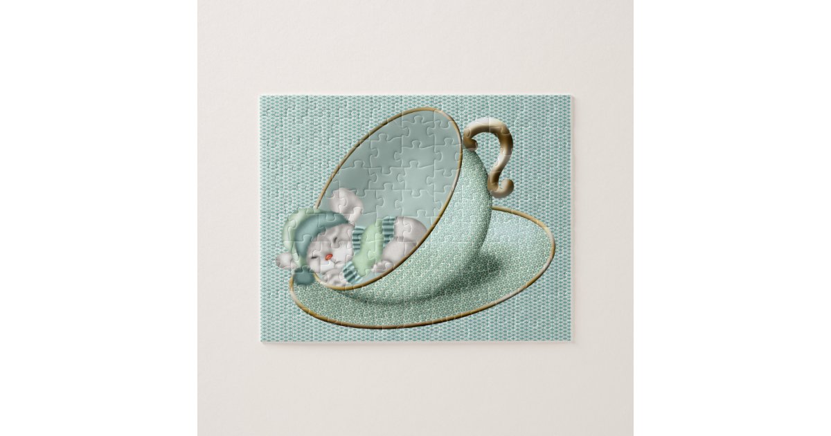 Sleeping Tea Cup Mouse Jigsaw Puzzle Zazzle