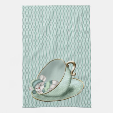Sleeping Tea Cup Mouse Kitchen Towel