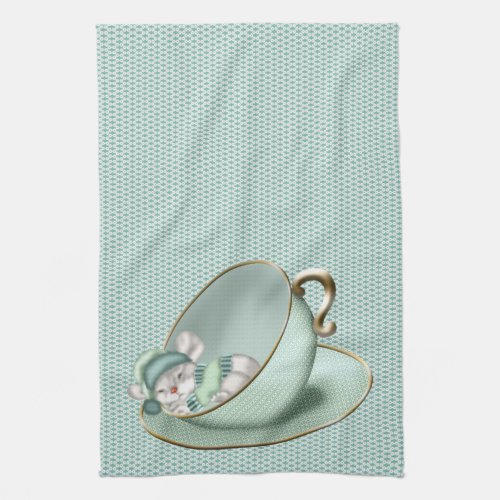 Sleeping Tea Cup Mouse Kitchen Towel