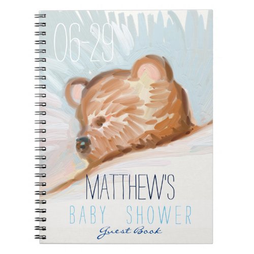 Sleeping Teddy Bear Baby Shower Guest Book