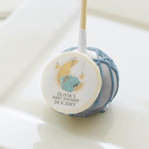 Sleeping Teddy Bear Boy Moon Stars Baby Shower Cake Pops