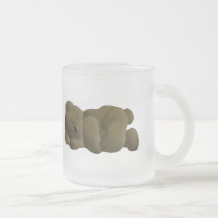 Sleeping Teddy Bear Cartoon Frosted Glass Coffee Mug