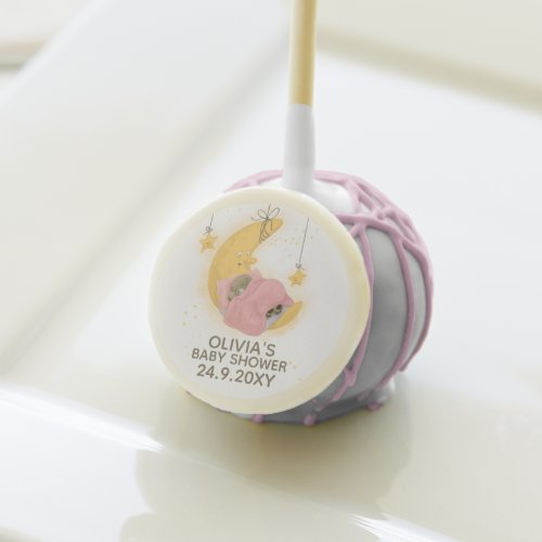 Sleeping Teddy Bear Girl Moon Stars Baby Shower Cake Pops