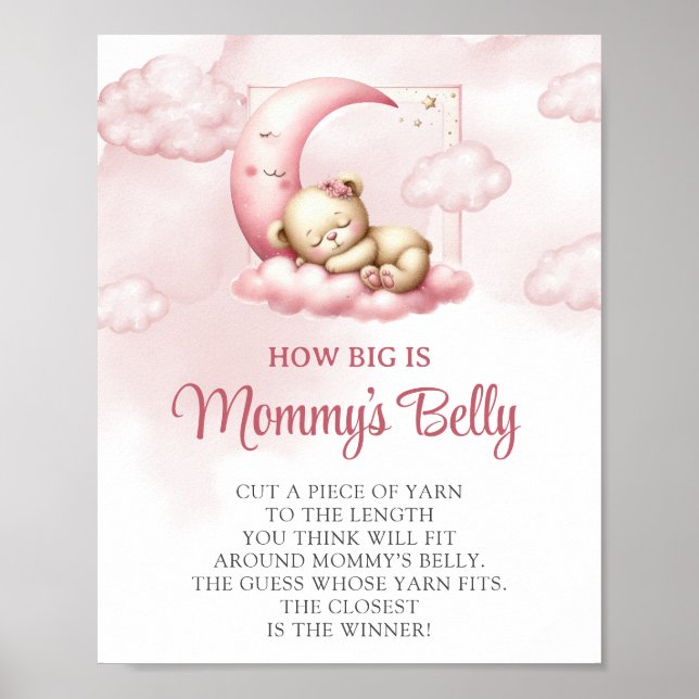 Sleeping teddy bear How big Mommy's belly game Poster (Front)