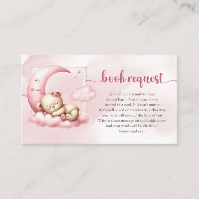 Sleeping Teddy bear on cloud nine book request Enclosure Card (Front)