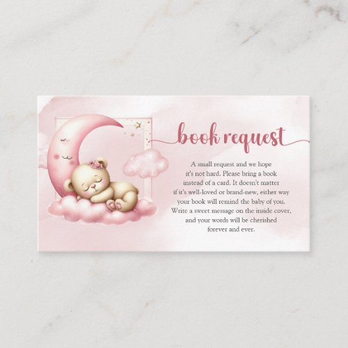 Sleeping Teddy bear on cloud nine book request Enclosure Card