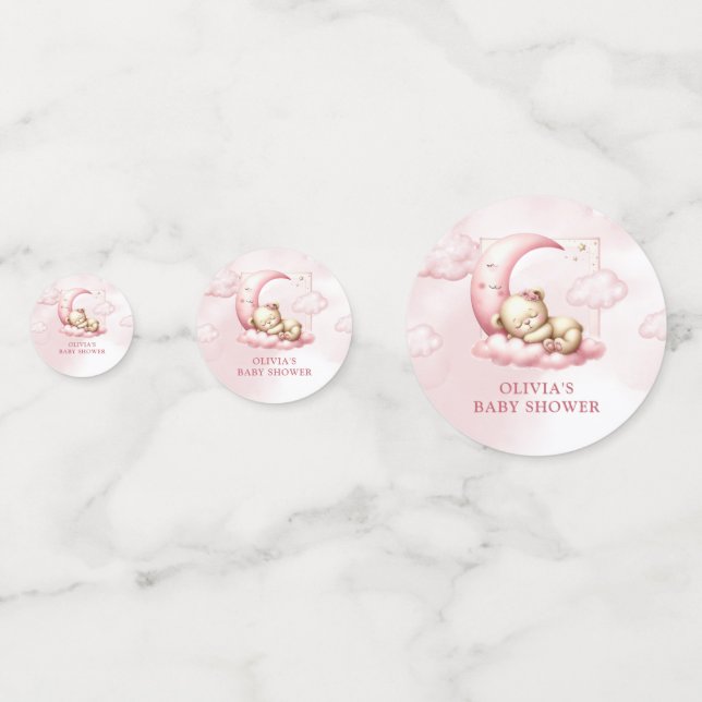 Sleeping Teddy bear on cloud nine pink girl Confetti (Fronts)