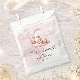 Sleeping Teddy bear on cloud nine pink girl Favor Bag