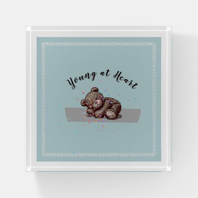 Sleeping Teddy Bear Paperweight (Front)