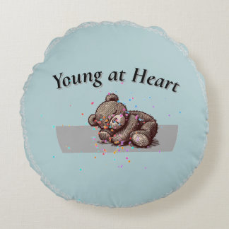 Sleeping Teddy Bear Round Pillow