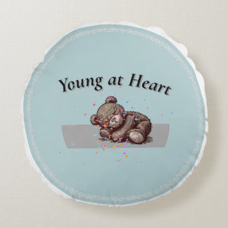 Sleeping Teddy Bear Round Pillow