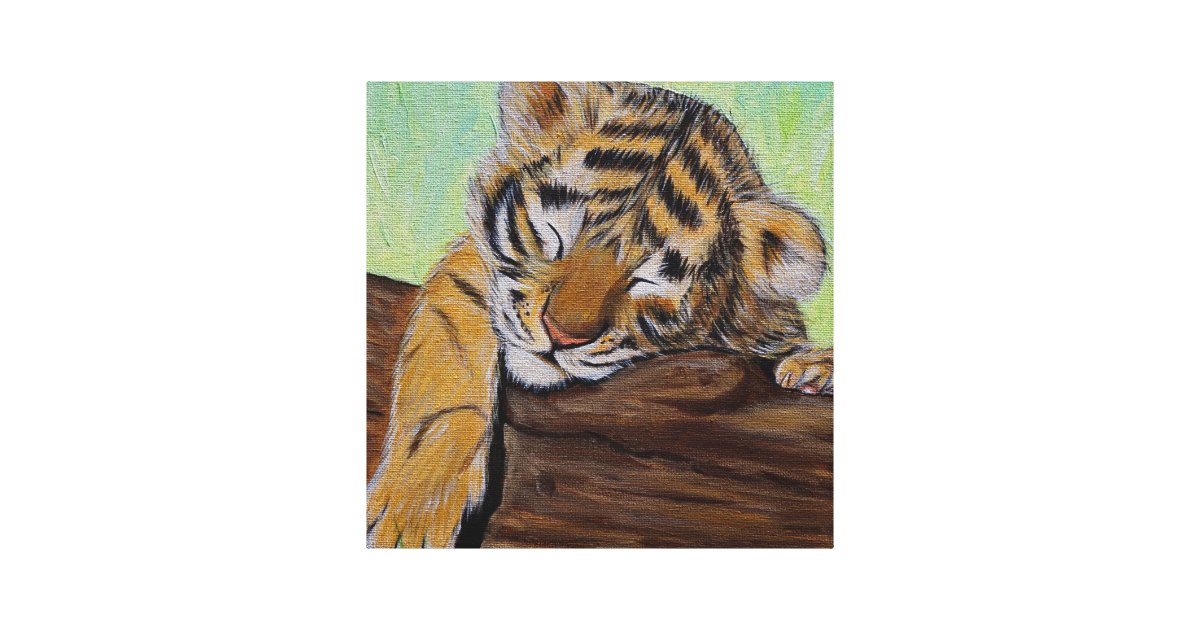 Cherished Tiger Cub In Black & White - Canvas Wall Art