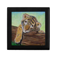 Sleeping Tiger Cub Painting Jewelry Box Zazzle