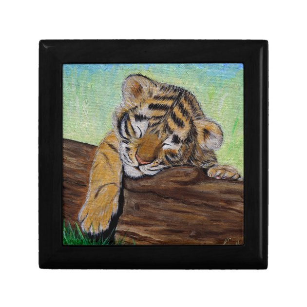 Sleeping Tiger Cub Painting Jewelry Box Zazzle